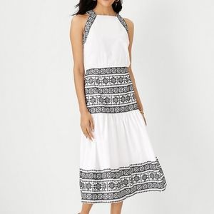 Petite Embroidered Halter Maxi Dress